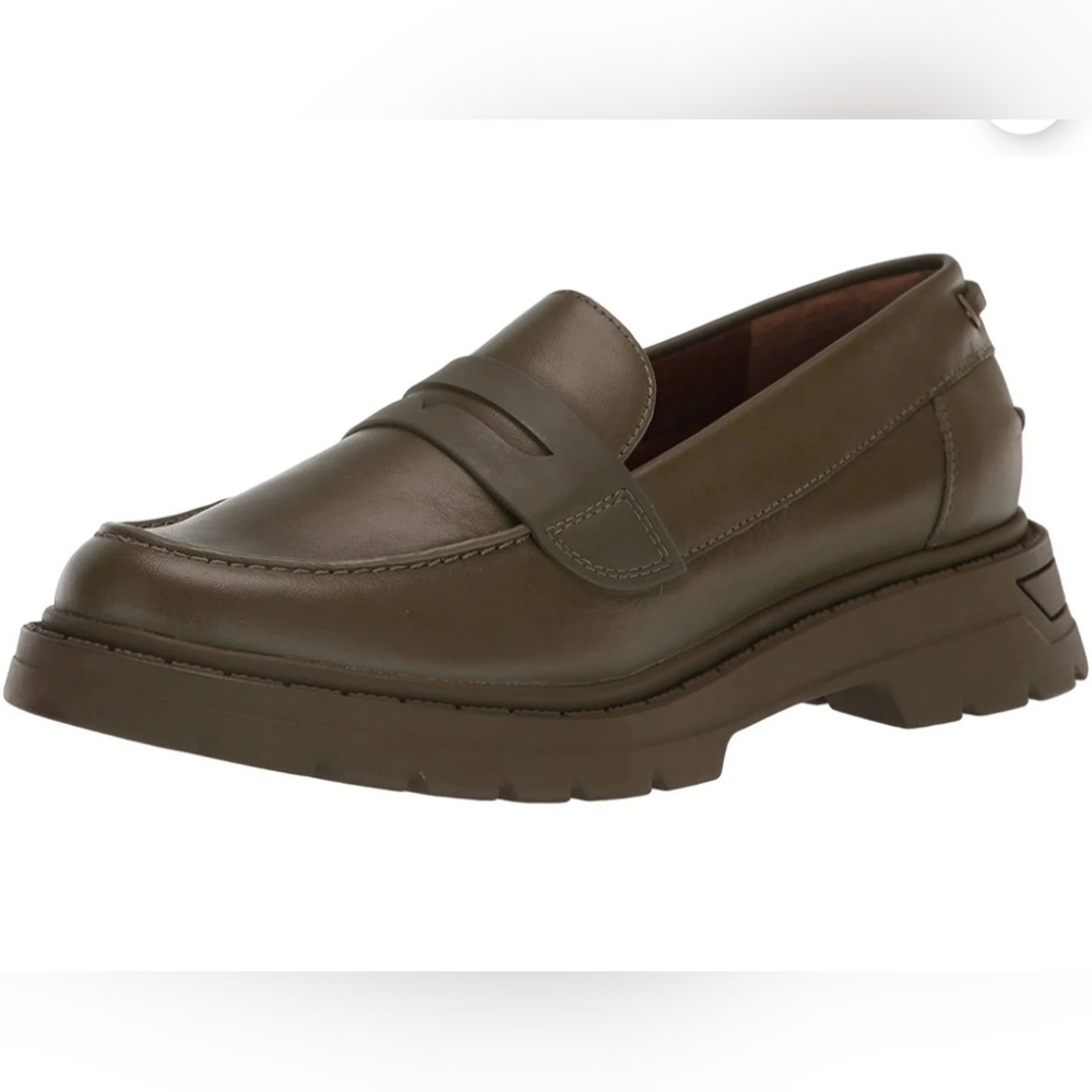 FRANCO SARTO REZA CHUNKY LOAFERS, OLIVE GREEN, SIZE 8.5